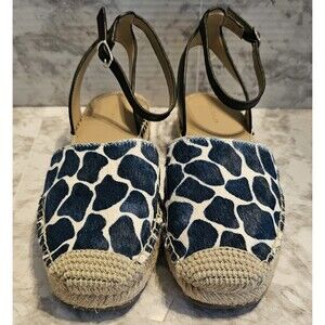 Ann Taylor Sandal Shoe Women's Size 7.5 Isabella Blue Giraffe Dyed Calfhair Fur